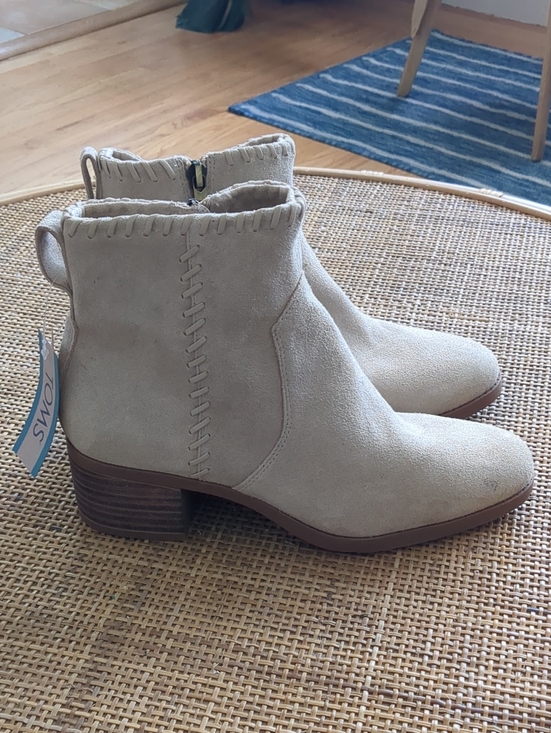 Toms Shoes - TOMS Cream Suede Stitched Ankle Booties